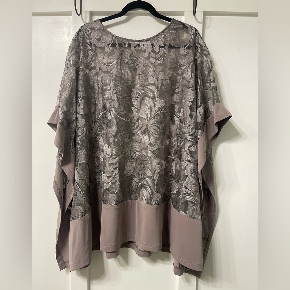 Oleg Cassini Embroidered Cape/Poncho Sz 14W
